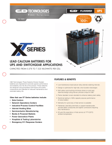 LEAD CALCIUM BATTERIES FOR UPS AND SWITCHGEAR