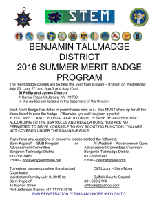 Summer Merit Badge Program - Benjamin Tallmadge District