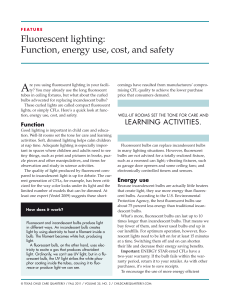 Fluorescent lighting: Function, energy use, cost, and safety