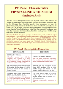 PV Panel Characteristics CRYSTALLINE or THIN FILM