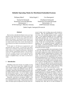 Reliable Operating Modes for Distributed Embedded Systems