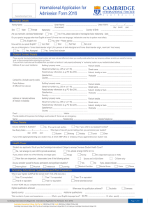 International Application for Admission Form 2016