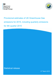 Provisional estimates of UK Greenhouse Gas emissions for