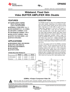 Ultra Wideband, Fixed Gain Video Buffer Amplifier with Disable (Rev