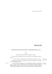 the institutes of technology (amendment) bill, 2016