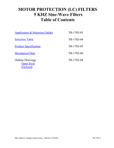 MOTOR PROTECTION (LC) FILTERS 5 KHZ Sine