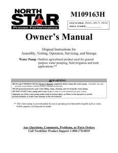 Product Manual for Water Pump
