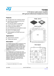 2 W stereo audio power amplifier with ground