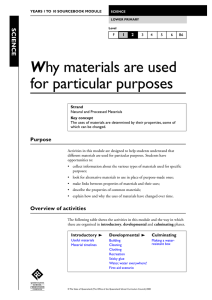 Why materials are used for particular purposes