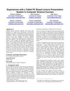 Experiences with a Tablet PC Based Lecture Presentation System in