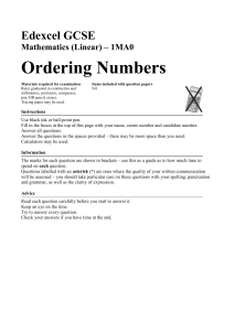 Ordering Numbers - Castleford Academy