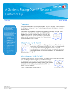 A Guide to Faxing Over IP Networks - Customer Tip