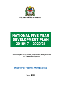 five year development plan - Ministry of Finance