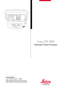 Leica TP 1020 Automatic Tissue Processor Manual