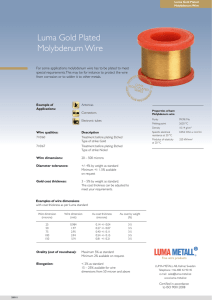 Gold Plated Molybdenum wire