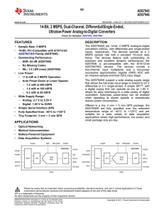 14-Bit, 2-MSPS, Dual-Channel, Differential/Single