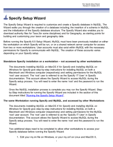 Running the Specify Setup Wizard