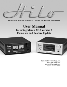 Hilo Owner`s Manual - Lynx Studio Technology, Inc.