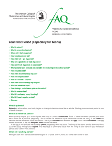 FAQ049 -- Your First Period (Especially for Teens)