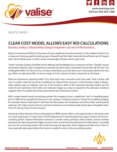 CLEAR COST MODEL ALLOWS EASY ROI CALCULATIONS