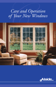 Care and Operation of Your New Windows