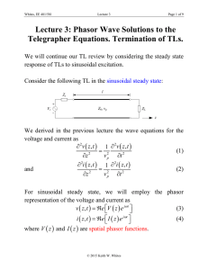 Lecture 3: Phasor Wave Solutions to the Telegrapher Equations