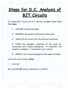 Steps for DC Analysis of BJT Circuits