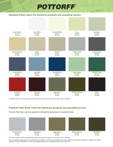 Standard Finish colors for aluminum products and