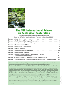 The SER International Primer on Ecological Restoration