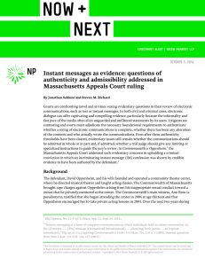 Instant messages as evidence: questions of