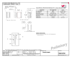 ELECTRICAL SPECIFICATIONS @ 25o C unless otherwise noted