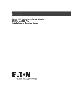 Eaton 9395 Maintenance Bypass Module 275 kVA and 550 kVA