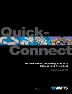 Quick Connect Plumbing - Watts Water Technologies