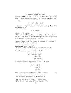 12. Linear transformations Definition 12.1. Let φ: V −→ W be a