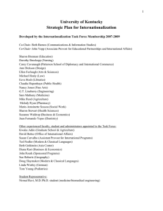 University of Kentucky Strategic Plan for Internationalization