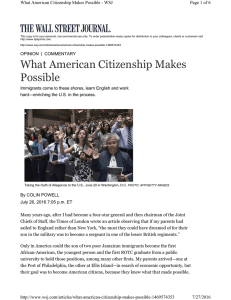 What American Citizenship Makes Possible
