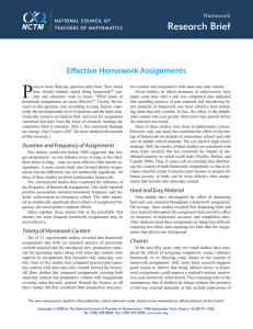 Effective Homework Assignments - National Council of Teachers of