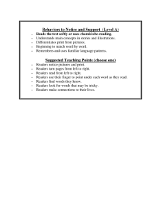 Behaviors to Notice and Support (Level A) Suggested Teaching
