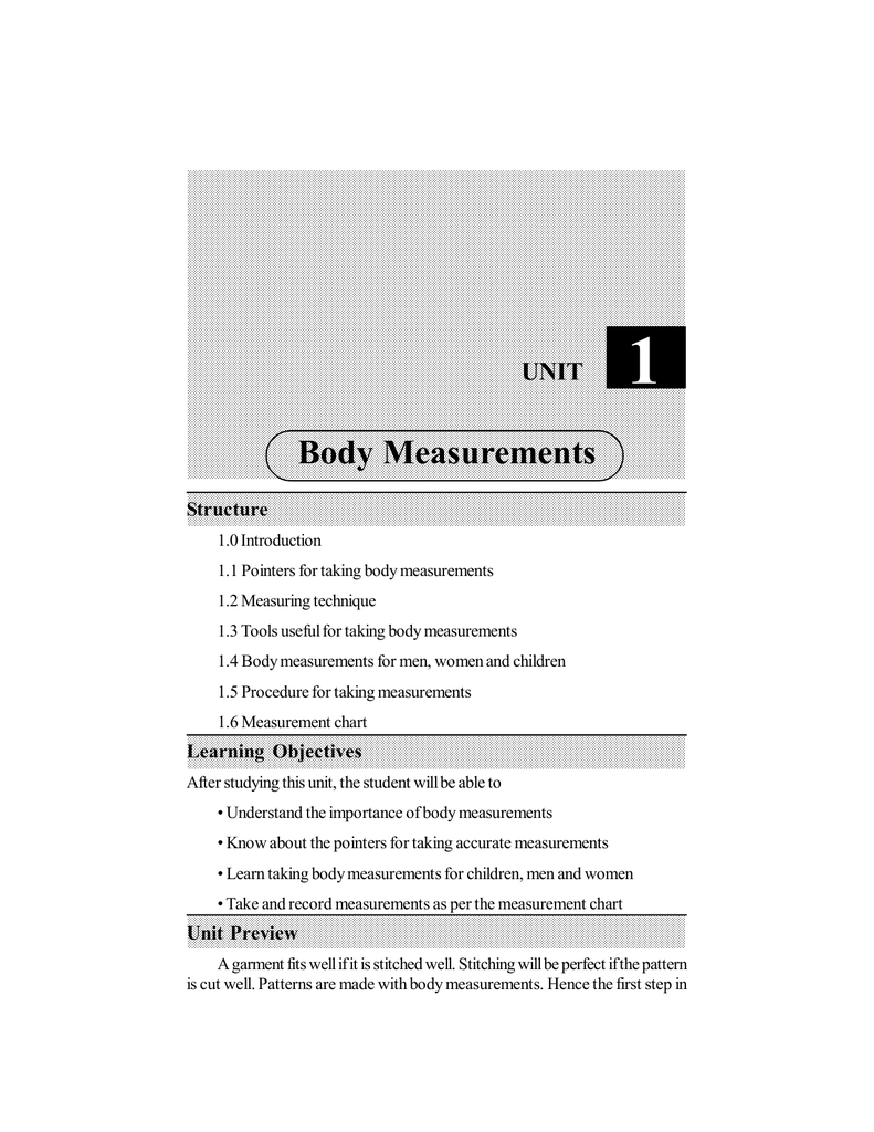 Procedure in Taking Body Measurements