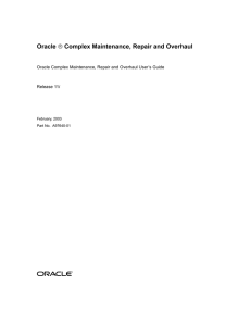 Oracle ® Complex Maintenance, Repair and Overhaul