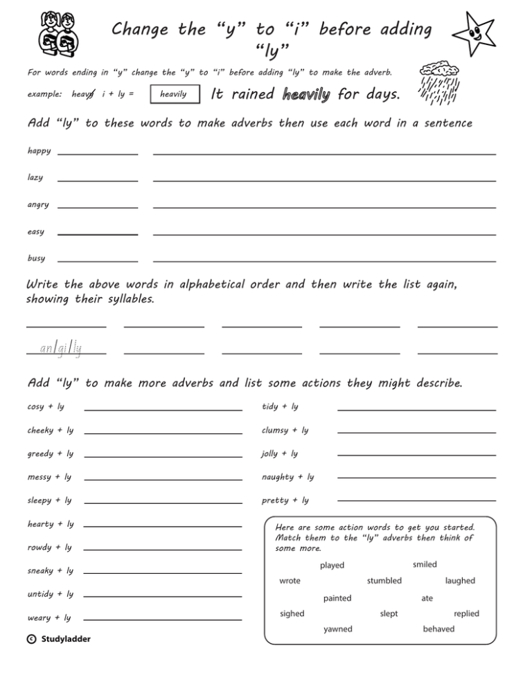 Words Ending In Y Change To I When Adding Suffix Ly