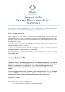 Cotton Australia Final Year Undergraduate Project Sponsorship