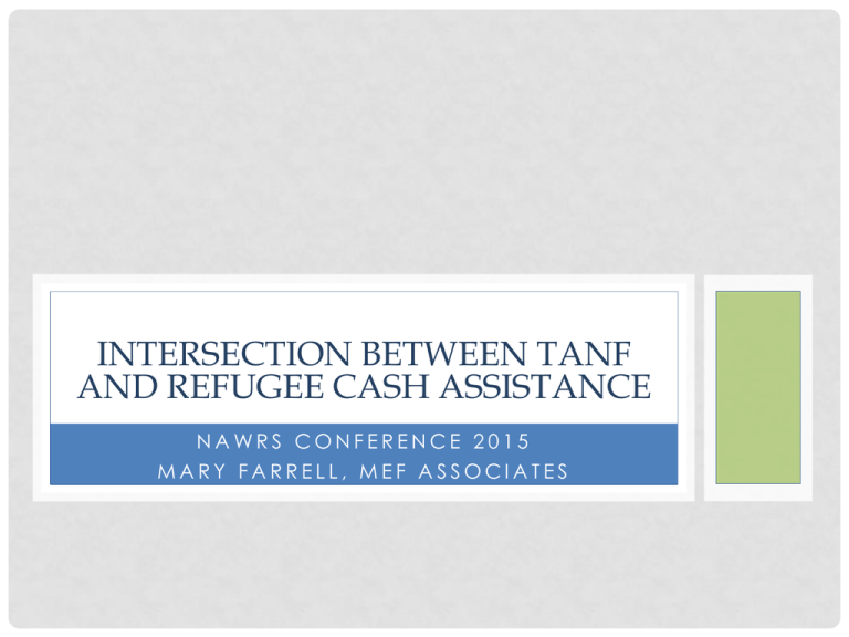 Intersection Between Tanf And Refugee Cash Assistance