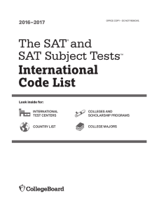 The SAT Code List: International Edition 2016-17