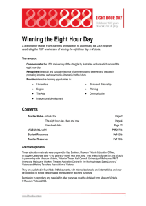 Winning the Eight Hour Day - Teacher Notes