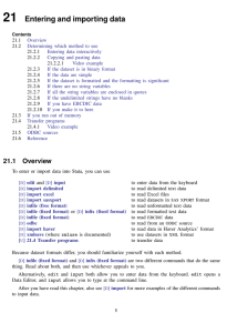 21 Entering and importing data