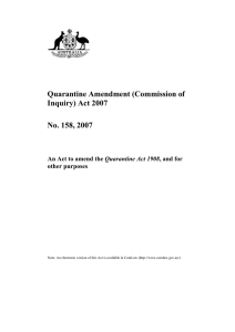 Quarantine Amendment (Commission of Inquiry) Act 2007 No. 158