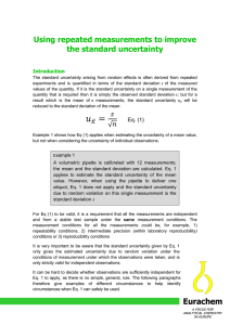 Using repeated measurements to improve the standard uncertainty