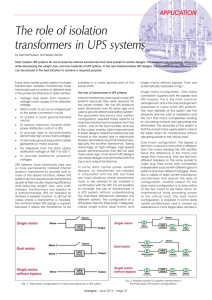 The role of isolation transformers in UPS systems
