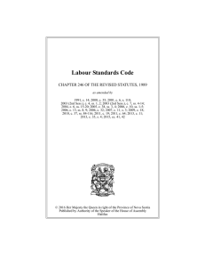 Labour Standards Code - The Nova Scotia Legislature